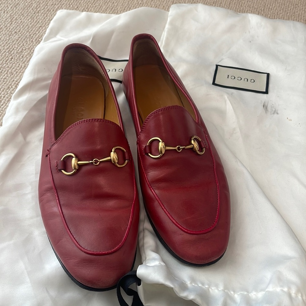Gucci Brixton Horsebit loafers in Hisbicus Red Size 37